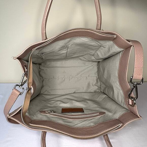 Roberto Pancani Laser Cut Leather Tote Satchell Crossbody | Tan Peach Italy - Picture 9 of 14